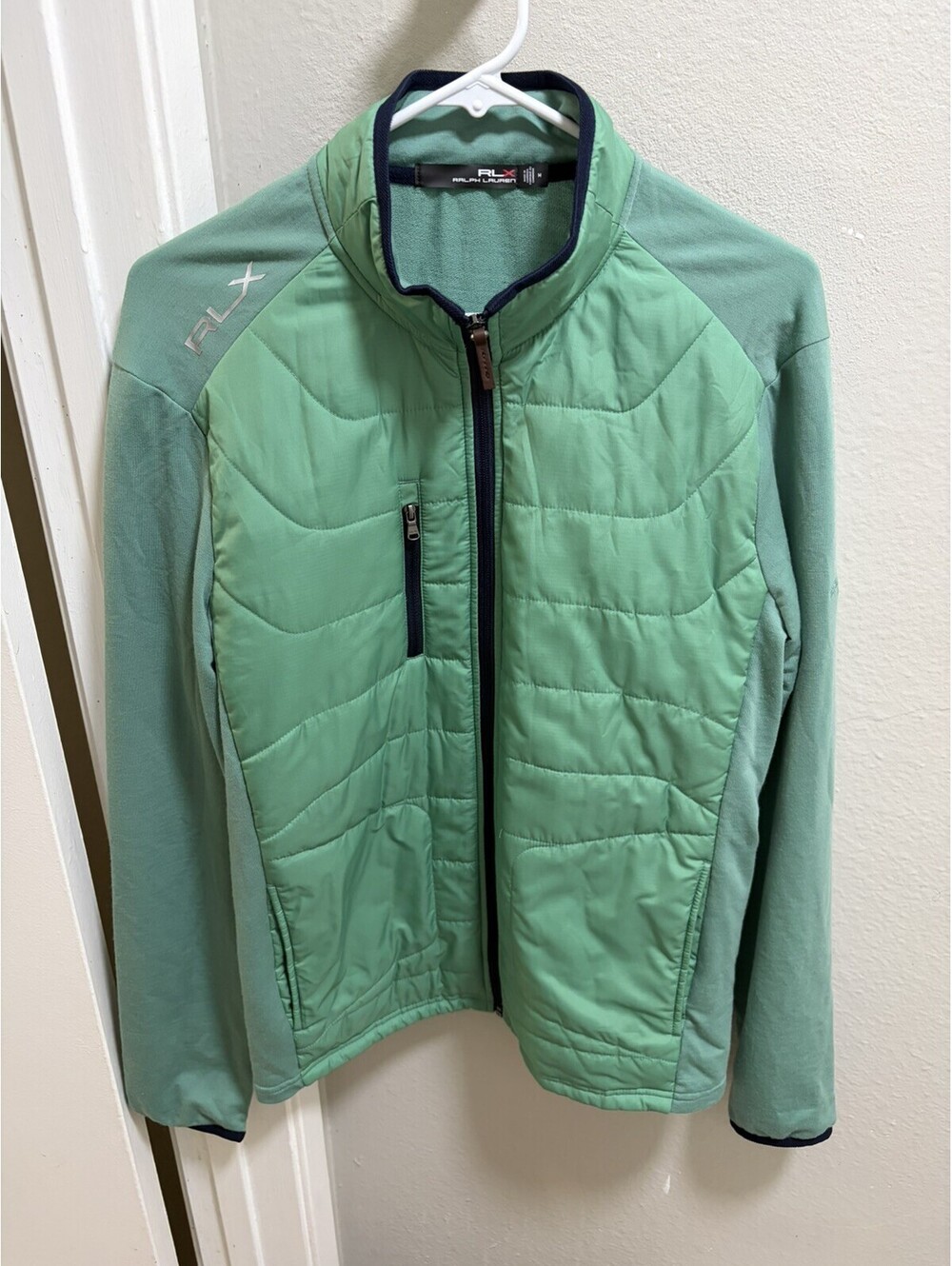 RLX Ralph Lauren Paneled Green Golf Jacket Wool Blend Sz M